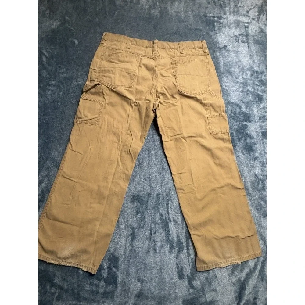 Faded Glory Carpenter Utility Pants 40x30 Tan Cotton Hammer Loop